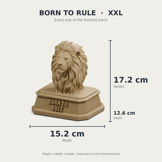Born to Rule (Lion Head) desk trophy XXL size with measurements