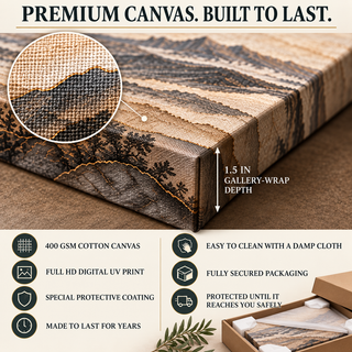 Detail guide for 400 GSM cotton canvas, Full HD UV printing, protective coating and secure packaging.