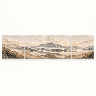 The Eternal Range continuous mountain artwork arranged across four square canvas panels.