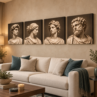 Marble Atelier: Right-angled display with printed canvas sides.