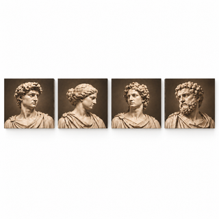 Marble Atelier: Four square canvas panels on a white background.