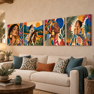 Nomad Muses: Right-angled display with printed canvas sides.