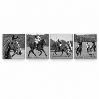 Polo Club: Four square canvas panels on a white background.