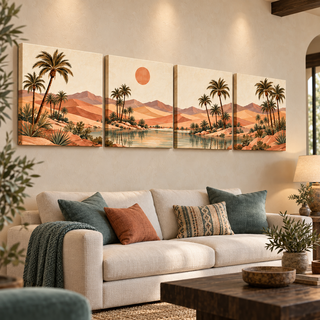 Terracotta Oasis: Left-angled display with printed canvas sides.