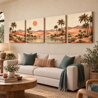 Terracotta Oasis: Right-angled display with printed canvas sides.