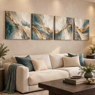 The Gilded Veil: Left-angled display with printed canvas sides.