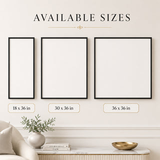 Available sizes chart for black box framed relief canvas set of 3