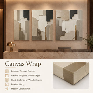 Canvas wrap finish details for Khirki 3D relief wall art