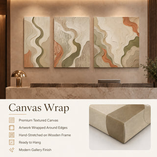 Canvas wrap finish details for Khirki 3D relief wall art