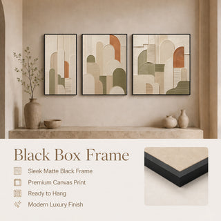 Black box frame finish details for Khirki 3D relief abstract wall art