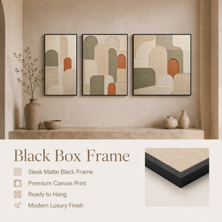 Black box frame finish details for Khirki 3D relief abstract wall art