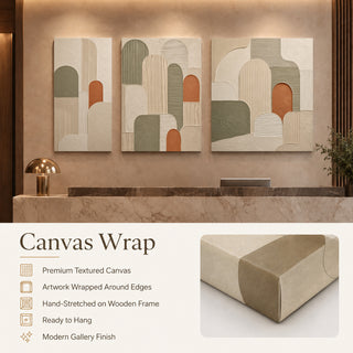 Canvas wrap finish details for Khirki 3D relief abstract wall art