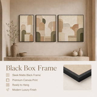 Black box frame finish details for Khirki 3D relief abstract wall art