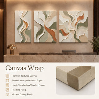 Canvas wrap finish details for Khirki 3D relief abstract wall art