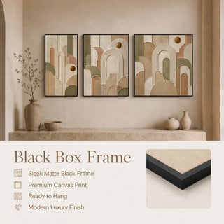 Black box frame finish details for Khirki 3D relief abstract wall art