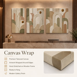 Canvas wrap finish details for Khirki 3D relief abstract wall art