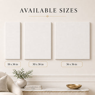 Available sizes chart for gallery wrap abstract relief canvas print set of 3