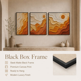Black box frame finish details for Khirki 3D relief abstract wall art