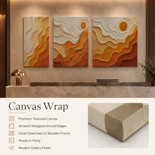 Canvas wrap finish details for Khirki 3D relief abstract wall art