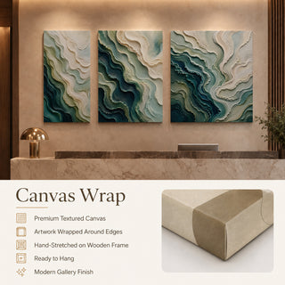 Canvas wrap finish details for Khirki 3D relief abstract wall art