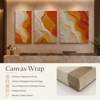 Canvas wrap finish details for Khirki 3D relief abstract wall art