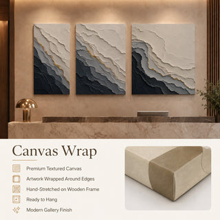 Canvas wrap finish details for Khirki 3D relief abstract wall art