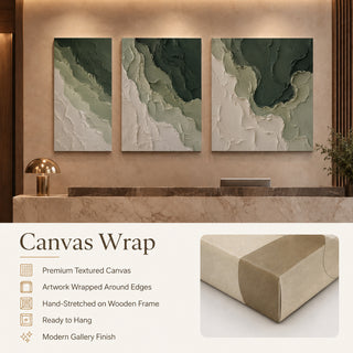 Canvas wrap finish details for Khirki 3D relief abstract wall art