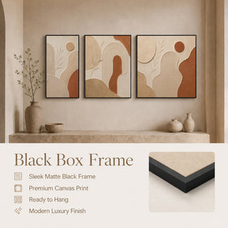 Black box frame finish details for Khirki 3D relief abstract wall art