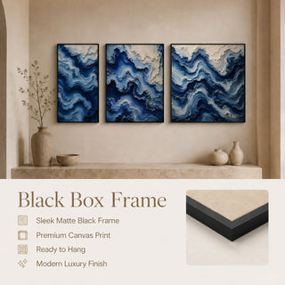 Black box frame finish details for Khirki 3D relief abstract wall art