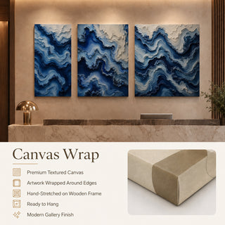 Canvas wrap finish details for Khirki 3D relief abstract wall art