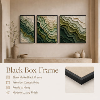 Black box frame finish details for Khirki 3D relief abstract wall art