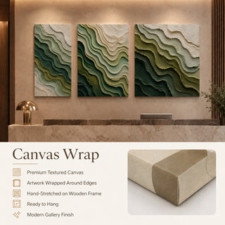 Canvas wrap finish details for Khirki 3D relief abstract wall art