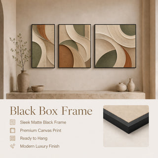 Black box frame finish details for Khirki 3D relief abstract wall art