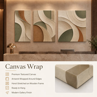 Canvas wrap finish details for Khirki 3D relief abstract wall art