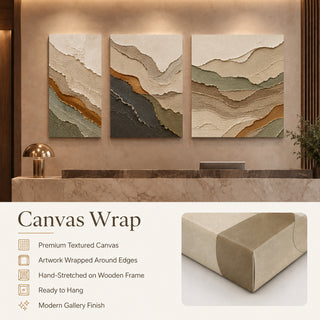 Canvas wrap finish details for Khirki 3D relief abstract wall art