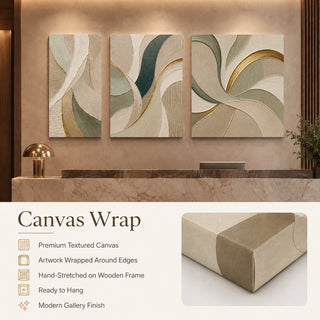 Canvas wrap finish details for Khirki 3D relief abstract wall art