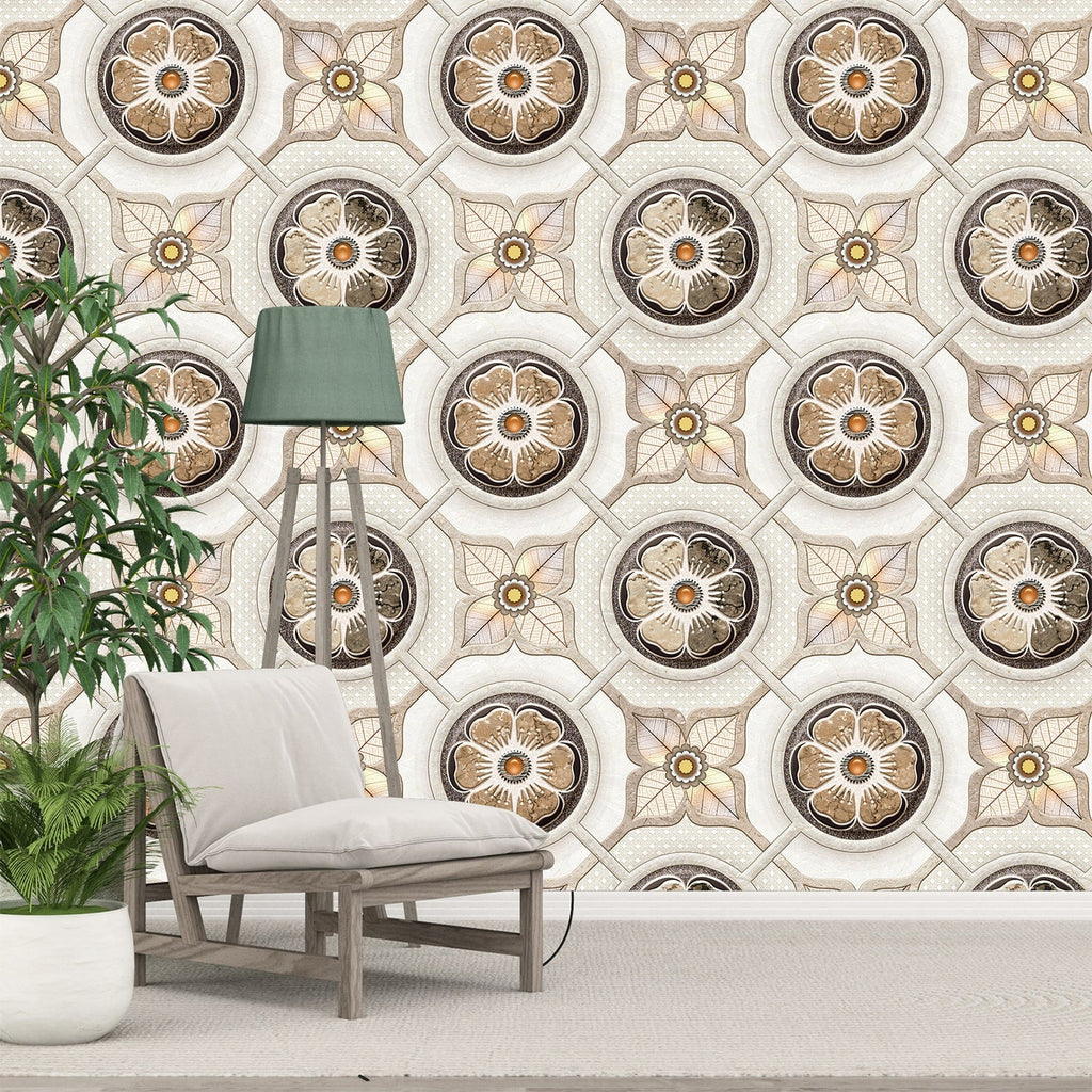 Abstract Floral Moroccan Pattern Wallpaper 