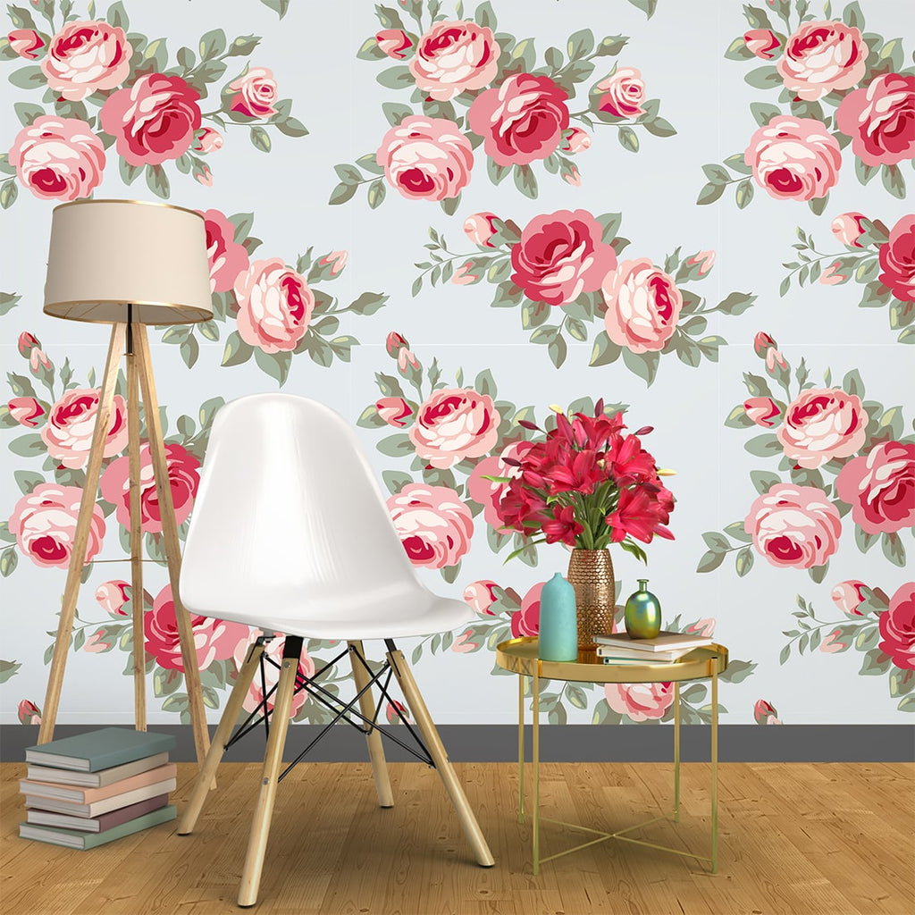 Floral & Botanical Vintage Roses Self Adhesive  Wallpaper